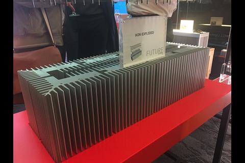 The large amount of heat generated is dissipated through a substantial custom-designed aluminium heat sink which takes the weight of each unit to around 80 kg.